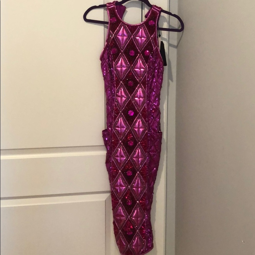 Balmain x H&M pink sequin dress